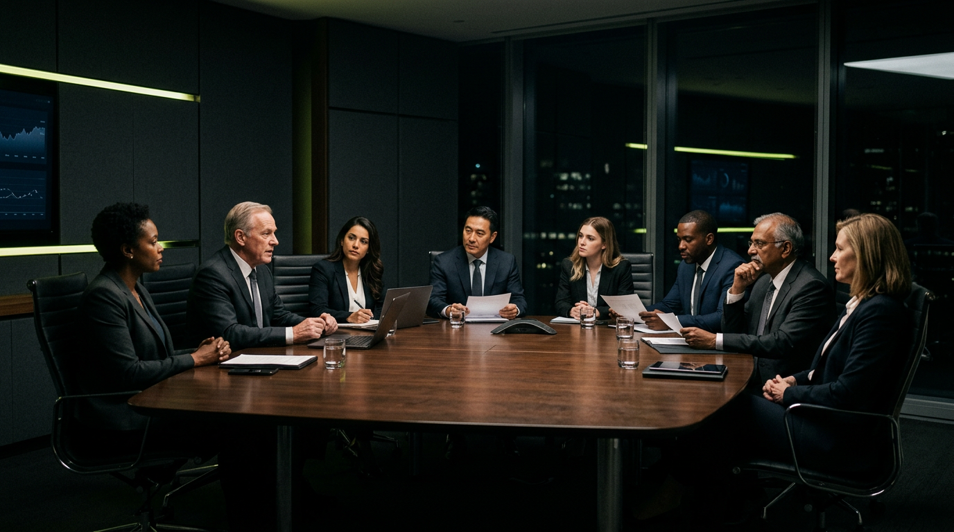 Executives meeting around a boardroom table
